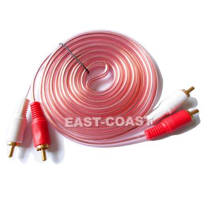 China Multimedia High Quality Golden Pin RCA Cable Transparent Copper Spiral Shielded Audio Cable for sale