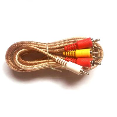 China Transparent TV/VCR/Set TOP Box Male To 3 RCA Male To 3 RCA Audio Video Cable for sale