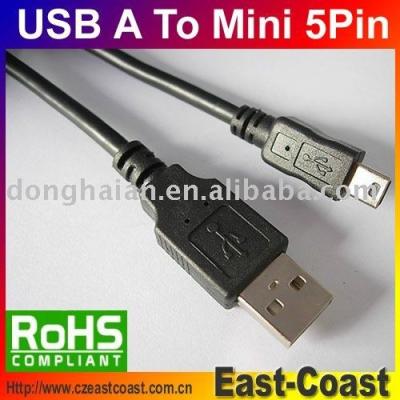 China COMPUTER black copper wire usb to 5pin mini cable for sale