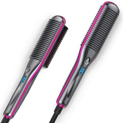 China Household Amazon 2020 hot selling 2 in 1 hair straightener flat iron for straightening and curling, brush comb for sale