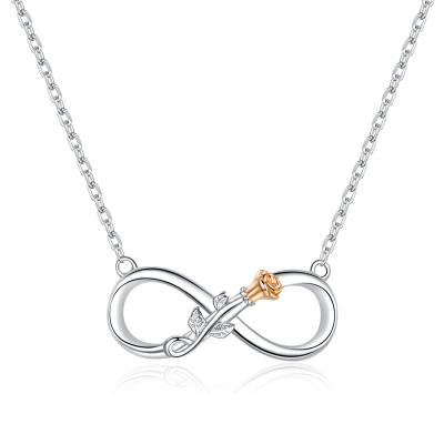 China S925 Classic Silver Platinum Plated Fashion Simple Girls Number 8 Rose Necklace for sale