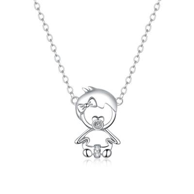 China Fashion Girl's Classic Silver Necklace Platinum Plated Beautiful Design S925 Sterling Baby Necklace for sale