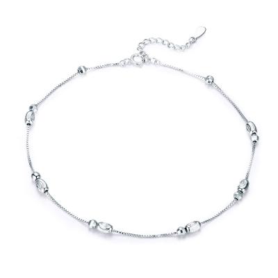 China Women Foot Jewelry Style New Simple Small Beads Foot Ornaments Elegant S925 Silver Anklet Chain for sale