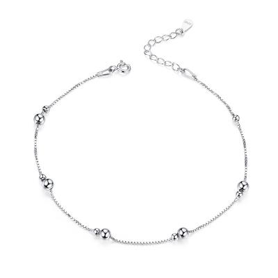 China Women Foot Jewelry S925 Silver Foot Chain Plated Platinum Simple Adjustable Anklet Chain for sale