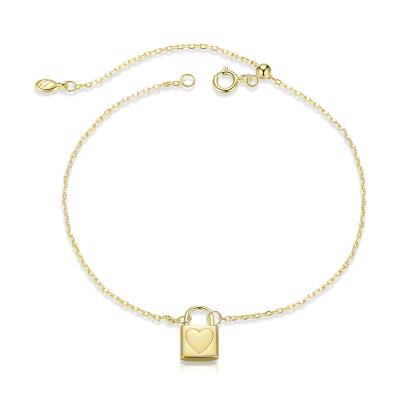 China Graceful Valentines Gift S925 Sterling Silver Gold Plated Fashion Heart Lock Bracelet for sale