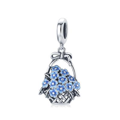 China Lovely Little Charm Design Flower Basket Pendant Bracelet S925 Sterling Silver DIY Charm for sale