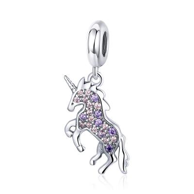 China Charm Design 2020 New Arrival S925 Fashion Unicorn Beads Sterling Silver Charms Pendant For DIY Bracelet for sale