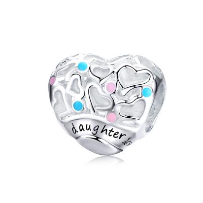 China Charm Design S925 Sterling Silver Charms DIY Bracelet Accessories Heart Shaped Beads for sale