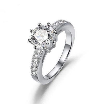 China Trend 925 Sterling Silver Diamond Ring For Women Wedding 8 Claw 1 Carat Engagement Ring for sale