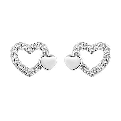 China High Quality Fashion Anti-allergy Jewelry S925 Sterling Silver Double Heart Stud Earrings For Birthday Gift for sale