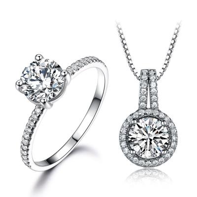 China Simple Design Graceful Clear CZ 925 Sterling Silver Jewelry Set For Women for sale