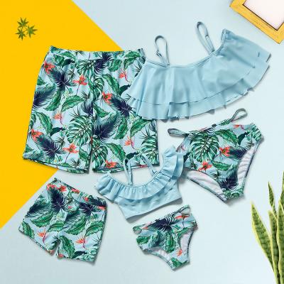 China Breathable Family Matching Swimsuits Two Pieces Swimwear Flower Girls Swimwear Two Piece Swimsuits for sale