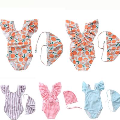 China New Design Antibacterial Kids One Piece Swimsuit Summer Baby Striped Swimwear for sale