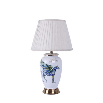 China American traditional exquisite Pegasus creative hand-painted ceramic table lamp between the example desk lamp for sale