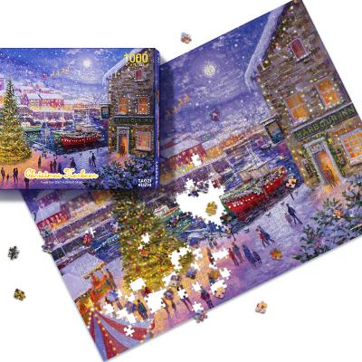 China Cartoon Toy Free Sample Customized Christmas Gift Puzzles For Adults Children 1000 Piece Merry Christmas Jigsaw Puzzles for sale