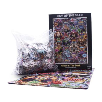 China Factory Price Toy High Quality Custom 1000 Piece Halloween Skulls Cartoon Puzzle Model Cardboard Brain Teaser For Adults for sale