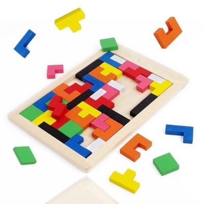 China Color custom made color montissori cartoon toy wholesale shape block children educational jigsaw puzzle wooden frame for sale