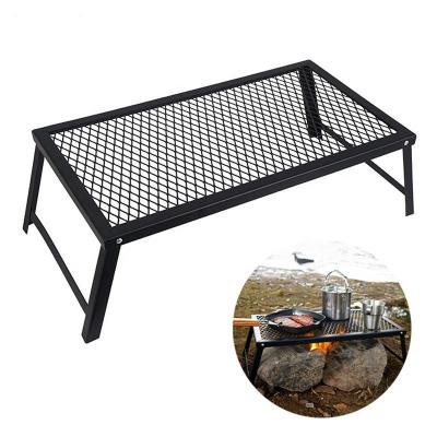 China Portable Campfire Adjustable Grill Heavy Duty Folding Height Steel Grid Over Fire Camp Grill for sale