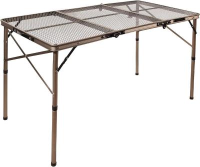 China Modern 3ft Folding Grill Table With Mesh Desktop Feet Anti-Slip Height Adjustable Lightweight Portable Aluminum Outdoor Table for sale