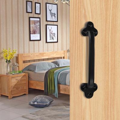 China Rustic Black Cast Iron Industrial Style Sliding Barn Door Handles for sale