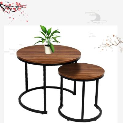 China (Height) Adjustable End Bedside Tables Set of 2 for Living Room Small Spaces Rustic Industrial Brown Side Table Desk for sale