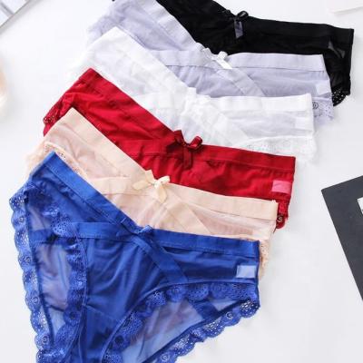 China Fashion Antibacterial Lower Waist Lace Up Mesh Cotton Maternity Pregnancy Underwear Panties For Pregnant Women for sale