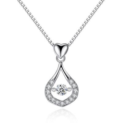 China Environmental Friendly Shining Copper Necklace Droplet Zircon Fashion Dancing Flower Stain Water Drop Swing Pendant Necklace (KNK5138) for sale