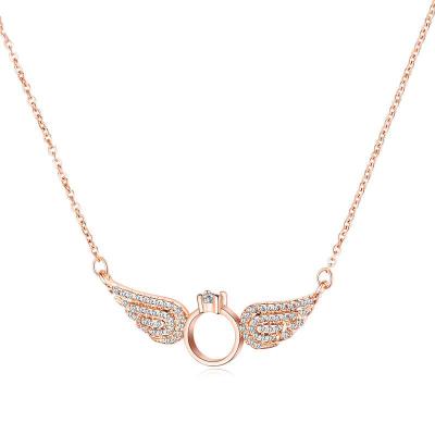 China Environmental Friendly Women Fashion Full Zircon Angel Wings Copper Charms Necklace Ring Pendant Necklaces (KNK5106) for sale