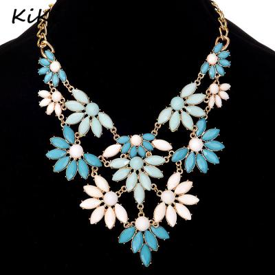 China >>>Environment Friendly Summer Style Cut Jewelry Women Colors Resin Flowers Statement Necklace Pendants Chokers Necklaces for sale