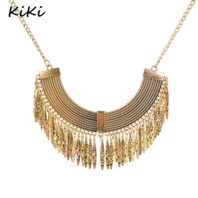 China >>>Antique Gold Women Statement Necklace India Pendant Eco Friendly Tassel Maxi Necklace Boho Bohemian Necklace for sale