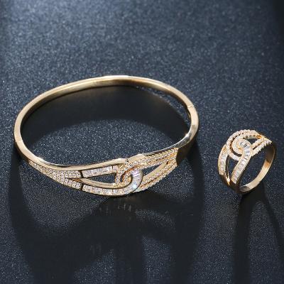 China Full Crystal Gold Bangle Ring Set Environmental Friendly, Silver Bangle, Women Bangle Bracelet for sale