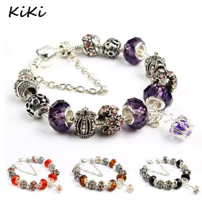 China >>>Christmas Environmental Friendly Gift New Crystal Charms Bracelets Loose Beads Crown Pendant Fit European Silver Bracelets for sale