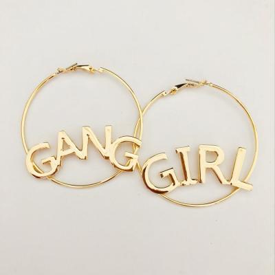 China Environmentally friendly creative English letter circle earrings BABY BAND personality women gold circle earrings KER668 for sale