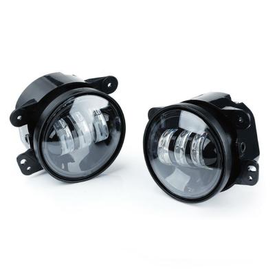 China Led For Motorcycle ATVs Offroad 4Inch Round Led Fog Lights 30W 6000K Halo Ring DRL Off Road White Yellow Fog Lamps for sale