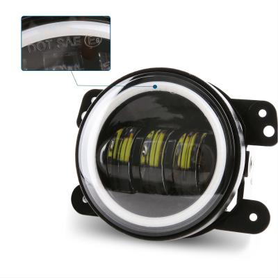 China Led For Motorcycle ATVs 4inch Offroad Round Angel Eye Led Fog Lights 30W 6000K Halo Ring DRL Off Road Fog Lamps for sale