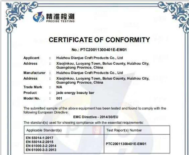 CE - Huizhou Dianjue Craft Products Co., Ltd.