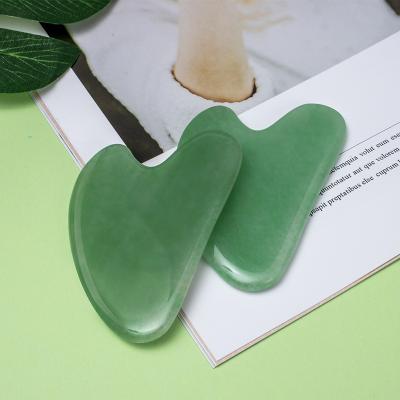 China Portable/Hand Held Heart Shape Guasha Tool RealNatural Stone Green 100% Aventurine Jade Face Massage Gua Sha For Scrapers for sale