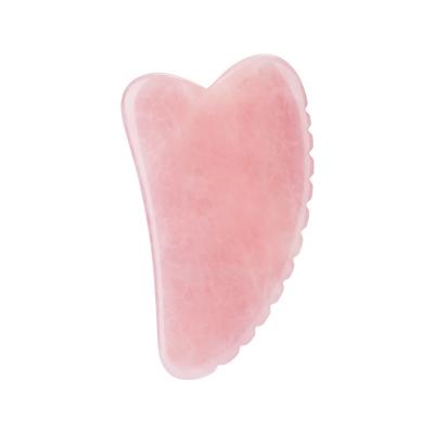 China Factory Wholesale 100% Natural Body Sawtooth Shape Rose Quartz Jade Gua Sha Scraping Tool for sale