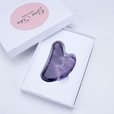 China Natural Stone Amethyst Gua Sha Hot Selling Portable/Handheld Amazon Scraping Facial Massage Guasha Tools for sale