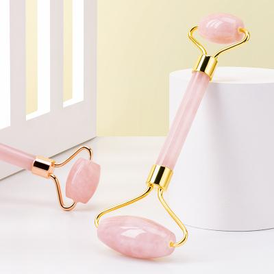 China Natural Jade Roller Stone Rose Quartz Jade Double Rollers New Arrival Essential Oil Skin Care Massage Tool for sale