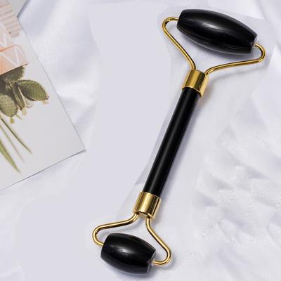 China Anti-Puffiness Promotion Natual Jade Stone Facial Skincare Massager Obsidian Roller For Beauty Tools for sale