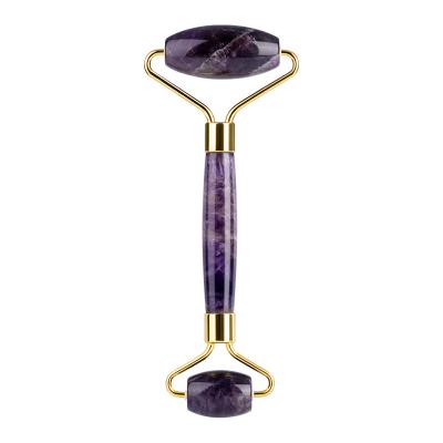 China Natural Jade Roller For Face Anti Aging Jadeite Amethyst Quartz Face Skin Care Massage Facial Tool for sale