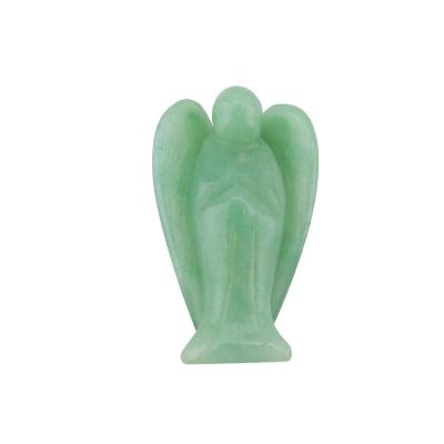 China China Natural Green Aventurine Carved Guardian Angel Healing Gemstone Peace Pocket Statue for sale