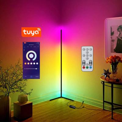 China Easy to Assemble and New Factory Design Detachable App Control Nordic Modern Remote Tripod Lighting Bedroom Living Room RGB LED Standing Corner Floor Lamp for sale