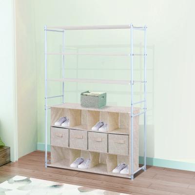 China Durable Heavy Tube Garment Racks And Portable Storage Racks With Storage Boxes for sale