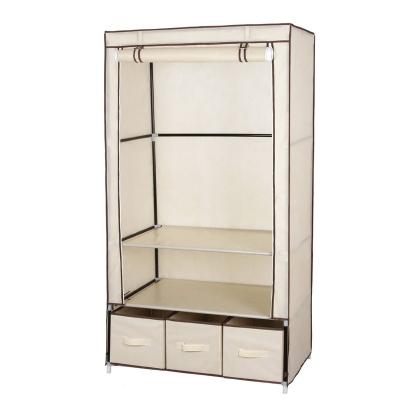 China Foldable Non-Woven Fabric Home Child's Wardrobe Metal Storage Wardrobe For Baby for sale