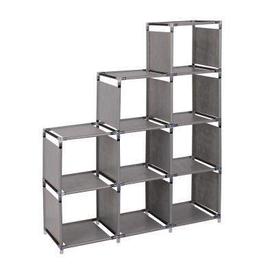 China Foldable Living Room Furniture Small Size 9 Tier Display Bookcase Toy Storage Rack for sale