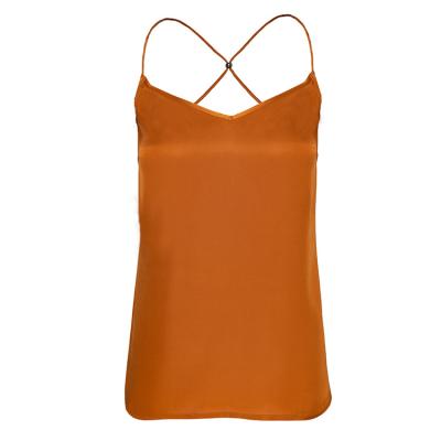 China Factory fashion high quality woven anti-pilling sleeveless squishy women's sexy cross ties crop Camis top small size ice silk tank for sale