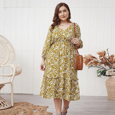 China New Style Faldas Cotton Holiday Fashionable Casual Hot Sale Autumn Viable Large Edge Plus Size Women's Dresses for sale