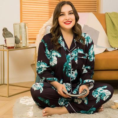 China New long sleeve hot spring cardigan plus size pajamas women sleepwear plus size pajamas cotton plus size pajamas set for sale